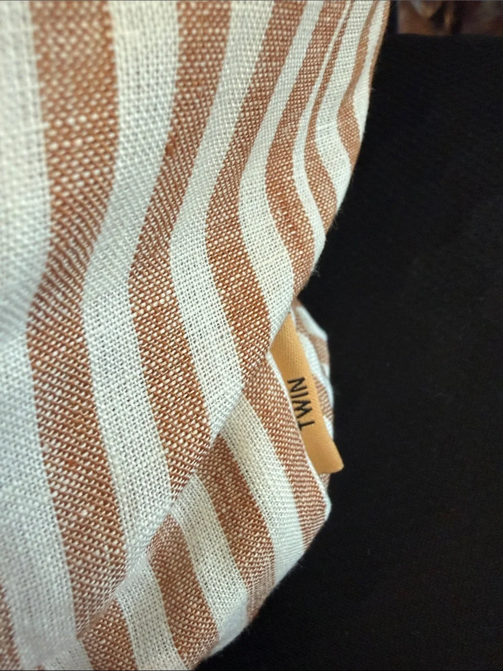 NWOT Quince European Linen Stripe Duvet Set Twin Terracotta White